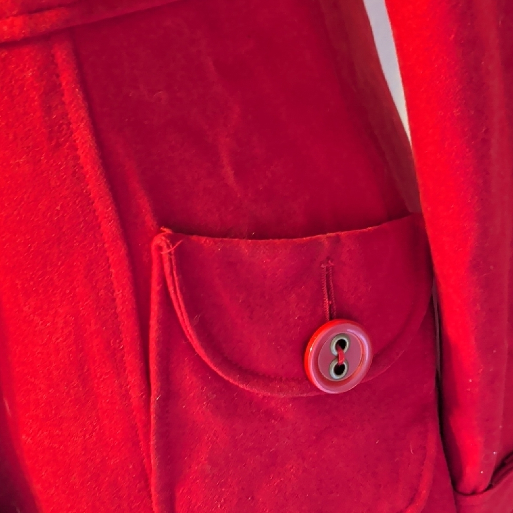 Women's Red Coat by Tulle. Beautiful Wool Overcoat -M / L - Picture 3 of 4